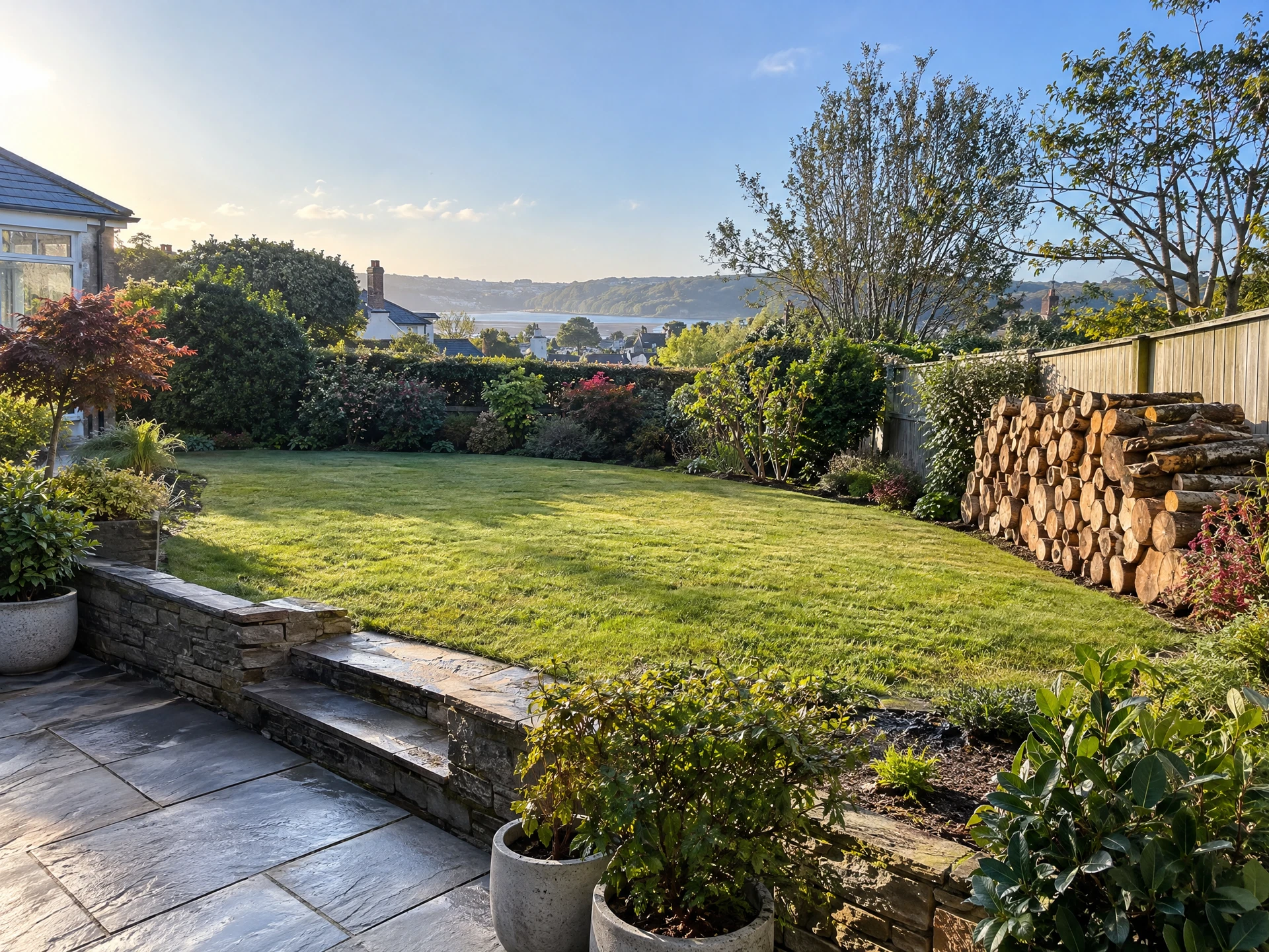 Tidy garden after a careful tree clearance